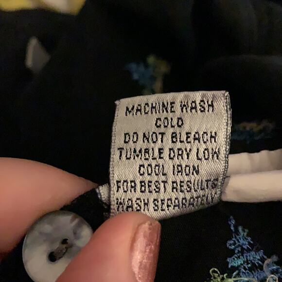 AKS Amy K Su embroidery Palm Trees Black Shirt XSP - Picture 7 of 11